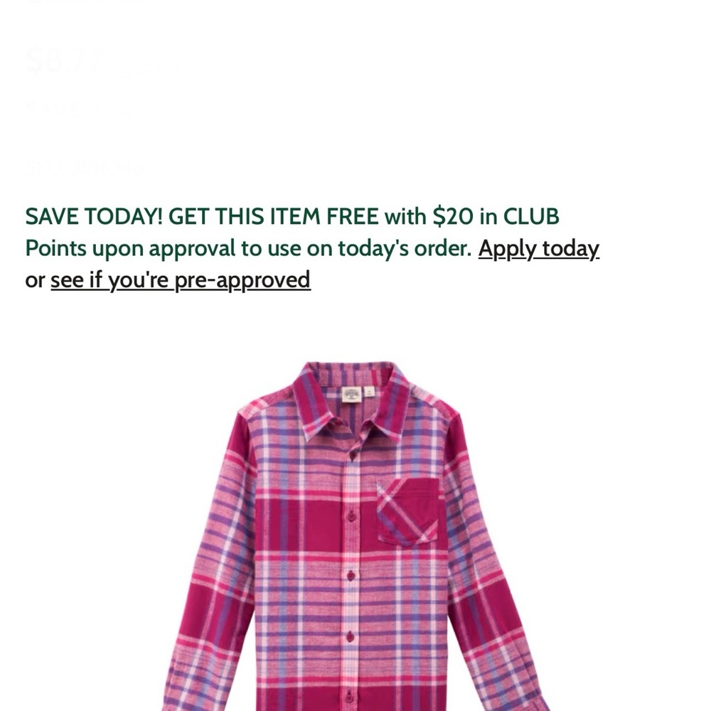 Bass Pro Shops Pink Plaid Kids Button Down Shirt
